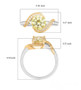 yellow and white moissanite ring in 18k yellow gold and rhodium over sterling silver shown for size comparison