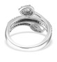 back view of pear and round moissanite bypass ring in rhodium over sterling silver