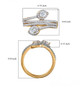pear and round moissanite bypass ring in 18k yellow gold over sterling silver shown for size comparison