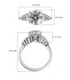 round and baguette moissanite ring in rhodium over sterling silver shown for size comparison