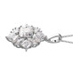 side view of moissanite cluster necklace in rhodium over sterling silver