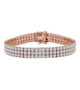 moissanite triple row tennis bracelet in 18k rose gold over sterling silver