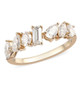 mixed shape moissanite band ring in 10k yellow gold