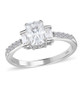 radiant baguette and round cut moissanite wedding ring in 10k white gold