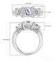 square cut moissanite wedding ring in rhodium over sterling silver shown for size comparison