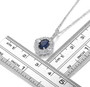 oval sapphire and white zircon double halo necklace in rhodium over sterling silver shown for size comparison