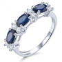 sapphire and white zircon band ring in rhodium over sterling silver
