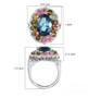 london blue topaz multi tourmaline and zircon ring in rhodium over sterling silver shown for size comparison