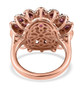 back view of rhodolite garnet and white zircon statement ring in 18k rose gold over sterling silver