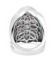 back view of ruby black spinel and zircon cluster ring in 18k yellow gold and rhodium over sterling silver