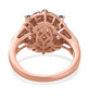 back view of pink tourmaline blue apatite and moissanite ring in 18k rose gold over sterling silver