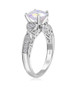 side view of aurora moissanite heart wedding ring in rhodium over sterling silver