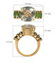 prasiolite and chrome diopside ring in 18k yellow gold over sterling silver shown for size comparison