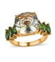 prasiolite and chrome diopside ring in 18k yellow gold over sterling silver
