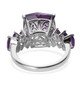 back view of amethyst cushion and marquise ring in rhodium over sterling silver