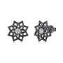 sunflower cubic zirconia stud earrings in black rhodium over sterling silver