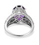 back view of amethyst and moissanite ring in rhodium over sterling silver