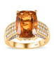 citrine and moissanite ring in 18k yellow gold over sterling silver