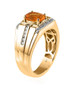 side view of fire opal and white zircon gents ring in 18k yellow gold over sterling silver