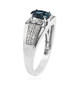 side view of london blue topaz and white zircon mens ring in rhodium over sterling silver