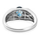back view of london blue topaz and white zircon mens ring in rhodium over sterling silver