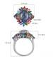 boulder opal and multi gemstone statement ring in rhodium over sterling silver shown for size comparison