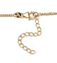 clasp detail of london blue topaz and moissanite moon necklace in 18k yellow gold over sterling silver