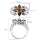 multi tourmaline and white zircon flower ring in rhodium over sterling silver shown for size comparison