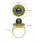 tahitian cultured pearl and chrome diopside halo ring on 18k yellow gold over sterling silver shown for size comparison