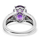 back view of amethyst rhodolite garnet and zircon ring in rhodium over sterling silver