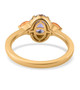 back view of tanzanite fire opal and zircon ring in 18k yellow gold over sterling silver