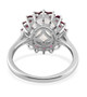 rainbow moonstone and red topaz halo ring in rhodium over sterling silver