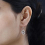 morganite brown and white zircon lever back earrings in 18k rose gold over sterling silver worn on the ear