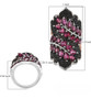black spinel and rhodolite garnet statement ring in 18k rose gold and rhodium over sterling silver shown for size comparison
