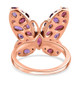 back view of rhodolite garnet and amethyst butterfly ring in 18k rose gold over sterling silver