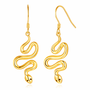snake dangle hook earrings in 18k yellow gold over 925 sterling silver