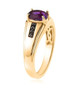 side view of amethyst and black spinel mens ring in 18k yellow gold over sterling silver