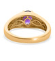 back view of amethyst and black spinel mens ring in 18k yellow gold over sterling silver