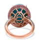 back view of arizona sleeping beauty turquoise pink sapphire and zircon ring in 18k rose gold over sterling silver