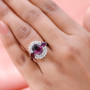 watermelon quartz triplet rhodolite garnet and zircon ring in rhodium over sterling silver worn on a hand