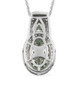 back view of tsavorite garnet and zircon cluster pendant necklace in rhodium over sterling silver