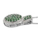 side view of tsavorite garnet and zircon cluster pendant necklace in rhodium over sterling silver
