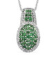 tsavorite garnet and zircon cluster pendant necklace in rhodium over sterling silver