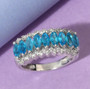 marquise blue apatite and zircon band ring in rhodium over sterling silver shown in a lifestyle photo