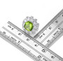 peridot and white zircon ballerina halo stud earrings in rhodium over sterling silver shown for size comparison
