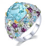 sky blue topaz and multi gem cocktail ring in rhodium over sterling silver