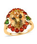 yellow labradorite fire opal and chrome diopside ring in 18k yellow gold over sterling silver