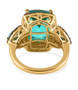 back view of blue and green quartz triplet brown zircon and sleeping beauty turquoise ring in 18k yellow gold over sterling silver