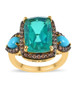 blue and green quartz triplet brown zircon and sleeping beauty turquoise ring in 18k yellow gold over sterling silver