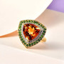 citrine chrome diopside and white zircon halo ring in 18k yellow gold over sterling silver live studio